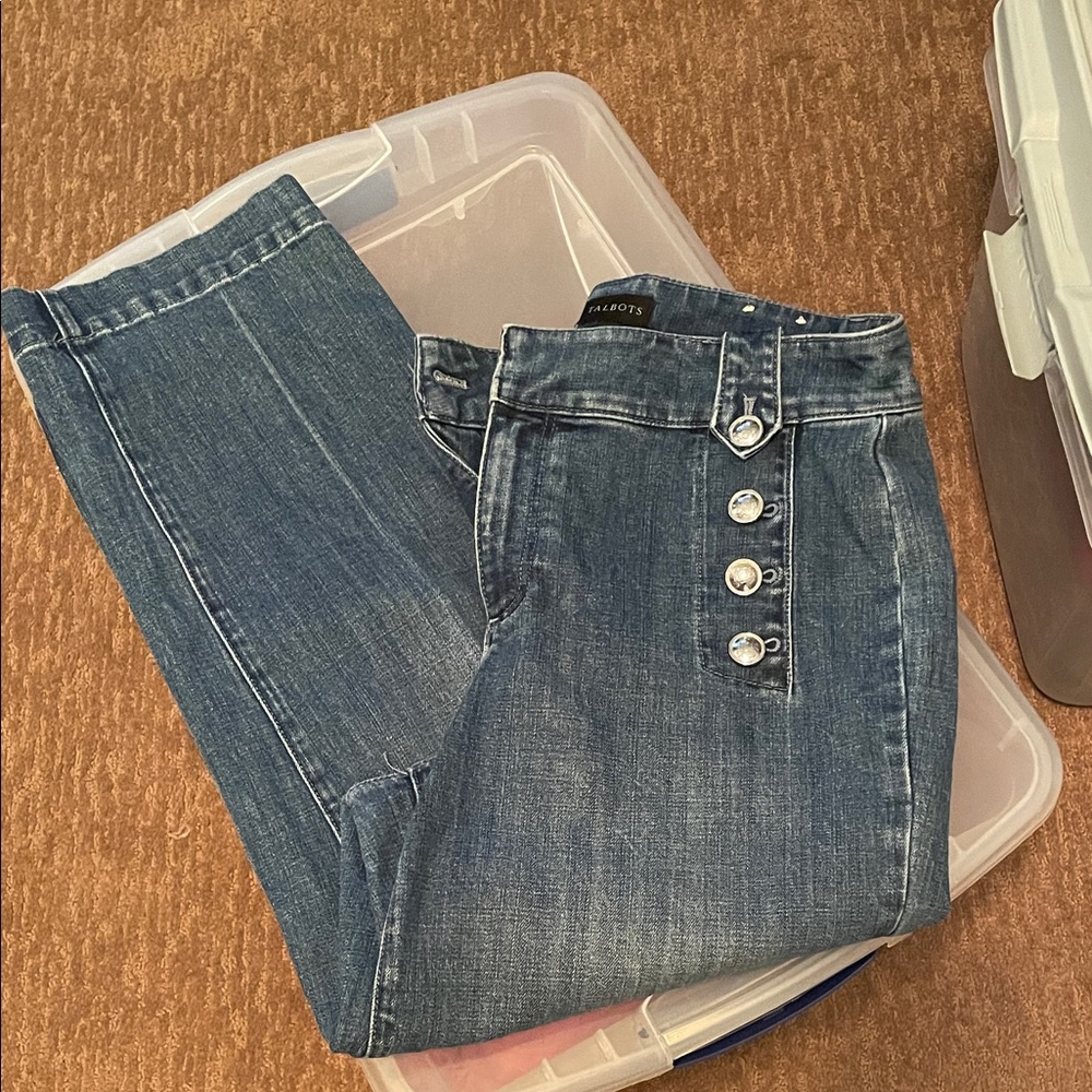 Talbots High Rise Blue Jeans with Button Detail